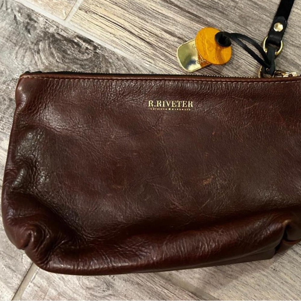 R. Riveter Brown Leather Clutch